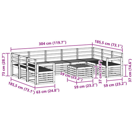 Udendørs sofagruppe 10 pcs Hvid 59 x 59 x 37 cm
