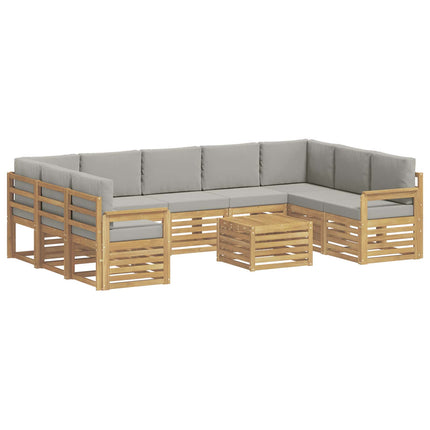 Udendørs sofagruppe 8 pcs Hvid og lys grå 59 x 59 x 37 cm