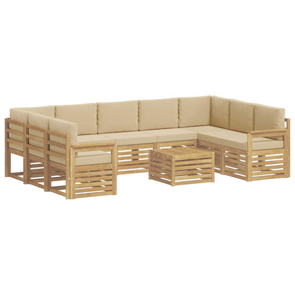 Udendørs sofagruppe 8 pcs Hvid og Beige 59 x 59 x 37 cm