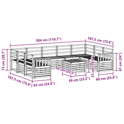 Udendørs sofagruppe 10 pcs Hvid 59 x 59 x 37 cm
