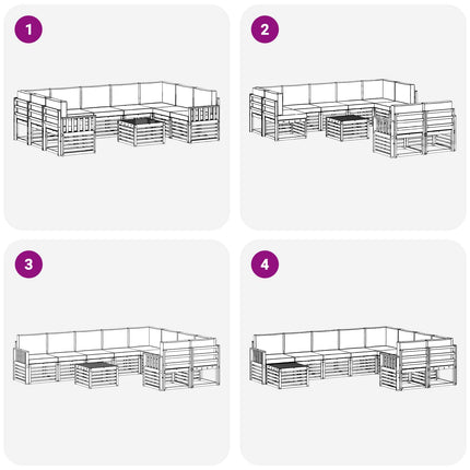 Udendørs sofagruppe 8 pcs Hvid Og Lys Grå 59 x 59 x 37 cm