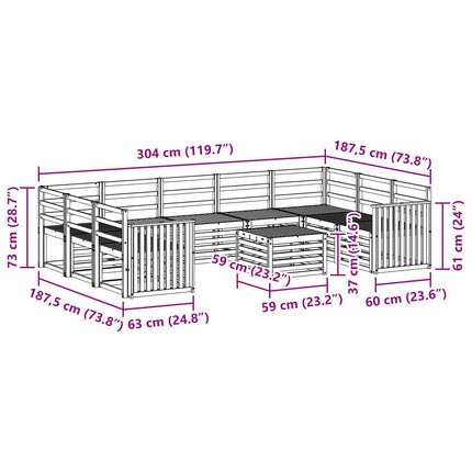 Udendørs sofagruppe 10 pcs Hvid 59 x 59 x 37 cm