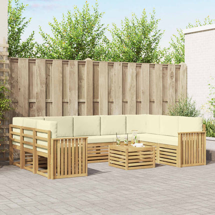 Udendørs sofagruppe 10 pcs Hvid og cremefarvet 59 x 59 x 37 cm