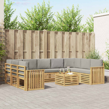 Udendørs sofagruppe 10 pcs Hvid og lysegrå 59 x 59 x 37 cm