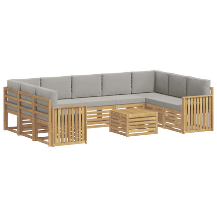 Udendørs sofagruppe 10 pcs Hvid og lysegrå 59 x 59 x 37 cm