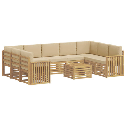 Udendørs sofagruppe 10 pcs Hvid og Beige 59 x 59 x 37 cm