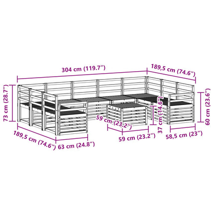 Udendørs sofagruppe 10 pcs Hvid 59 x 59 x 37 cm