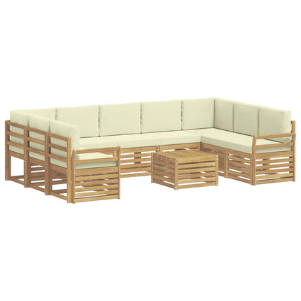 Udendørs sofagruppe 10 pcs Hvid og cremefarvet 59 x 59 x 37 cm