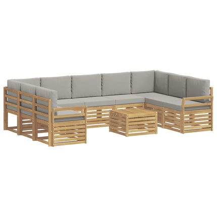 Udendørs sofagruppe 10 pcs Hvid og lysegrå 59 x 59 x 37 cm