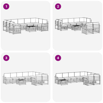 Udendørs sofagruppe 10 pcs Hvid og antracit 59 x 59 x 37 cm