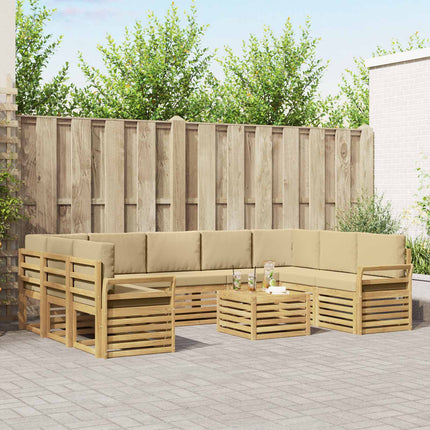 Udendørs sofagruppe 10 pcs Hvid og Beige 59 x 59 x 37 cm