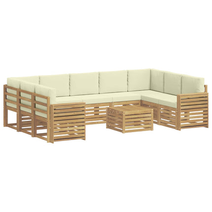 Udendørs sofagruppe 10 pcs Hvid og cremefarvet 59 x 59 x 37 cm