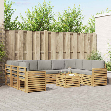 Udendørs sofagruppe 10 pcs Hvid og lysegrå 59 x 59 x 37 cm