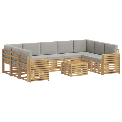 Udendørs sofagruppe 10 pcs Hvid og lysegrå 59 x 59 x 37 cm