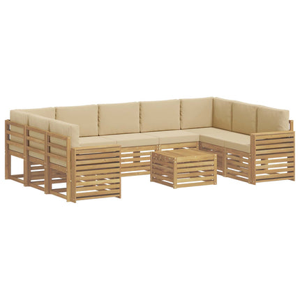 Udendørs sofagruppe 10 pcs Hvid og Beige 59 x 59 x 37 cm