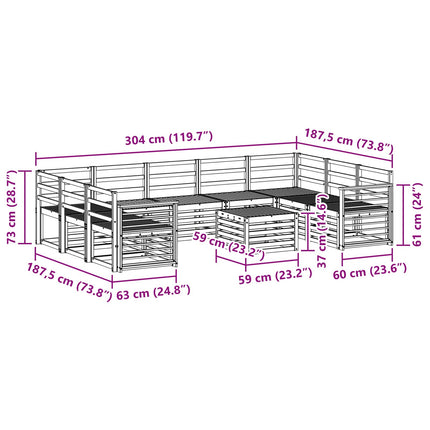 Udendørs sofagruppe 10 pcs Hvid 59 x 59 x 37 cm