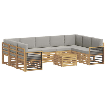 Sofasæt 10 pcs Hvid og lysegrå 59 x 59 x 37 cm Polyester