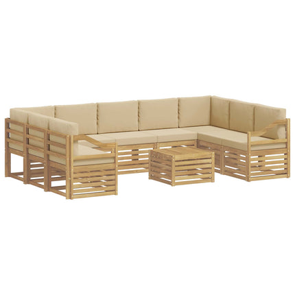 Sofasæt 10 pcs Hvid og Beige 59 x 59 x 37 cm Polyester
