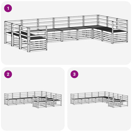 Udendørs sofagruppe 10 pcs Hvid 363 x 185,5 x 73 cm