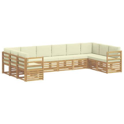 Udendørs sofagruppe 10 pcs Hvid og cremefarvet Polyester