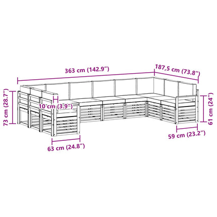 Udendørs sofagruppe 7 pcs Hvid og creme 363 x 187,5 x 73 cm
