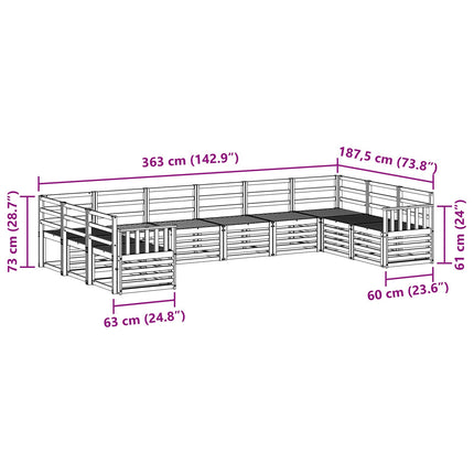 Udendørs sofagruppe 10 pcs Hvid 363 x 187,5 x 73 cm
