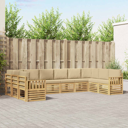Udendørs sofagruppe 7 pcs Hvid og Beige 363 x 187,5 x 73 cm