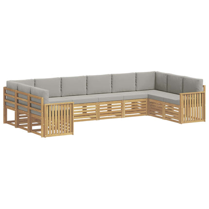 Udendørs sofagruppe 10 pcs Hvid og lysegrå 363 x 187,5 x 73 cm