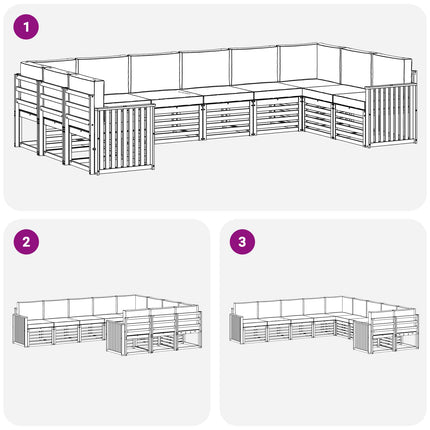 Udendørs sofagruppe 10 pcs Hvid og lysegrå 363 x 187,5 x 73 cm