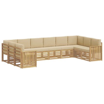 Udendørs sofagruppe 10 pcs Hvid og Beige 363 x 187,5 x 73 cm