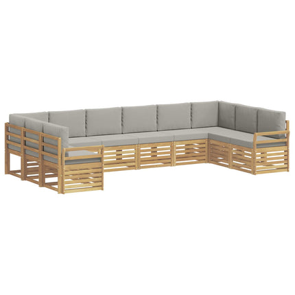 Udendørs sofagruppe 10 pcs Hvid og lysegrå 363 x 190 x 73 cm