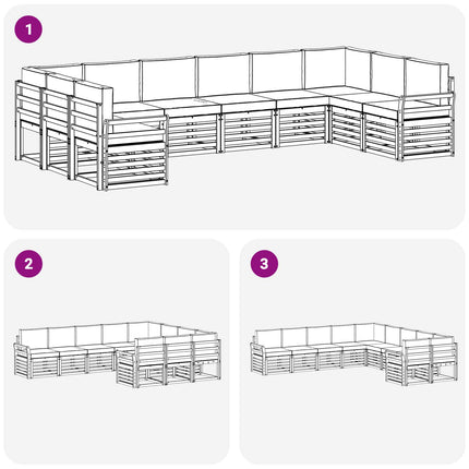 Udendørs sofagruppe 10 pcs Hvid og lysegrå 363 x 190 x 73 cm