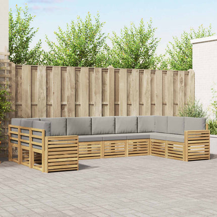 Udendørs sofagruppe 10 pcs Hvid og lysegrå 363 x 191,5 x 73 cm