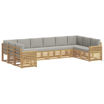 Udendørs sofagruppe 10 pcs Hvid og lysegrå 363 x 191,5 x 73 cm