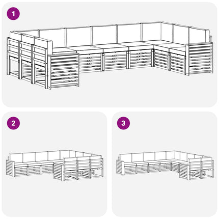 Udendørs sofagruppe 10 pcs Hvid og lysegrå 363 x 191,5 x 73 cm
