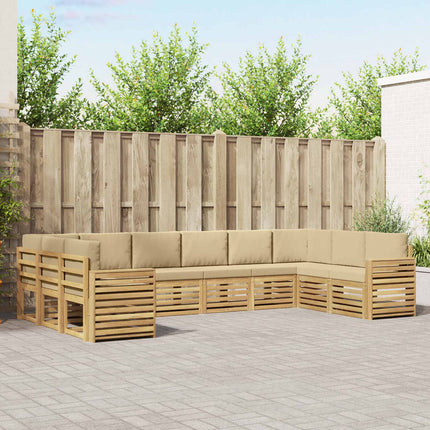 Udendørs sofagruppe 10 pcs Hvid og Beige 363 x 191,5 x 73 cm