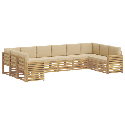 Udendørs sofagruppe 10 pcs Hvid og Beige 363 x 191,5 x 73 cm