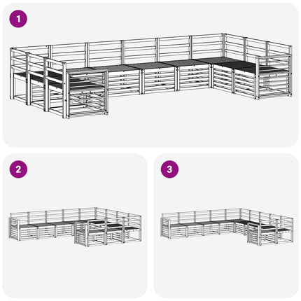 Udendørs sofagruppe 10 pcs Hvid 363 x 187,5 x 73 cm