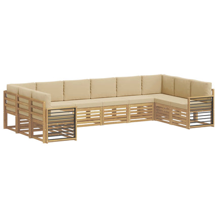 Sektionalsofa sæt 10 pcs Hvid og Beige 363 x 187,5 x 73 cm
