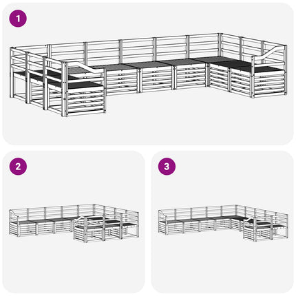 Udendørs sofagruppe 10 pcs Hvid 363 x 185,5 x 73 cm