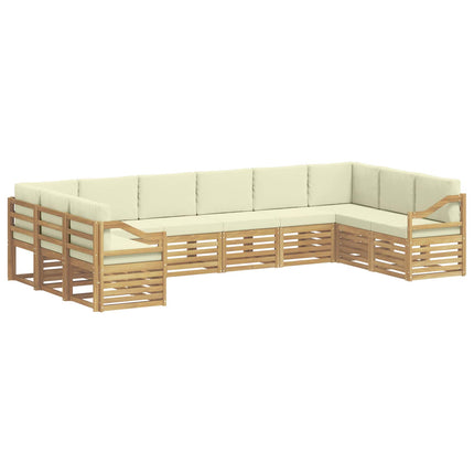 Udendørs sofagruppe 10 pcs Hvid og cremefarvet Polyester