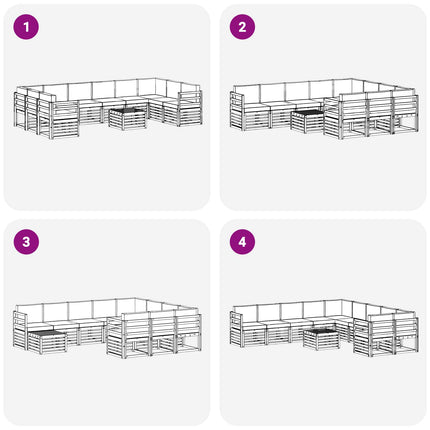 Udendørs sofagruppe 11 pcs Hvid og lysegrå 59 x 59 x 37 cm
