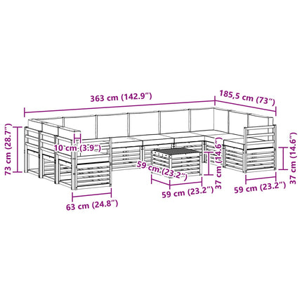 Udendørs sofagruppe 8 pcs Hvid og Antracitgrå 59 x 59 x 37 cm