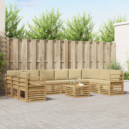 Udendørs sofagruppe 11 pcs Hvid og Beige 59 x 59 x 37 cm