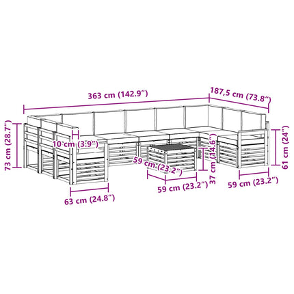 Udendørs sofagruppe 8 pcs Hvid Og Lys Grå 59 x 59 x 37 cm
