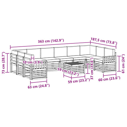 Udendørs sofagruppe 8 pcs Hvid Og Lys Grå 59 x 59 x 37 cm