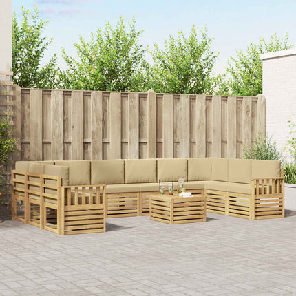 Udendørs sofagruppe 8 pcs Hvid og Beige 59 x 59 x 37 cm