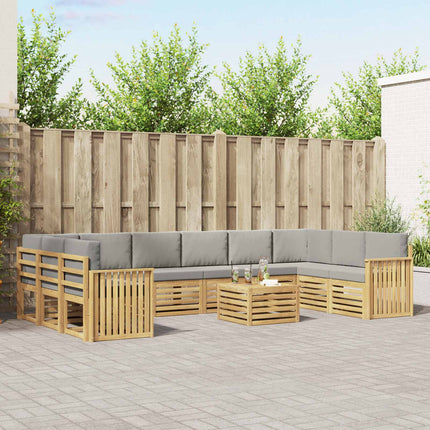 Udendørs sofagruppe 11 pcs Hvid og lysegrå 59 x 59 x 37 cm