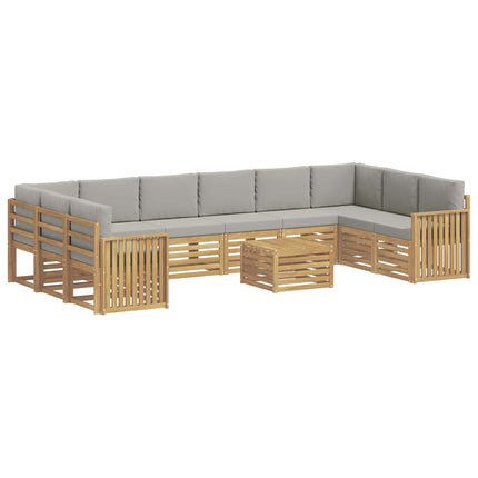 Udendørs sofagruppe 11 pcs Hvid og lysegrå 59 x 59 x 37 cm