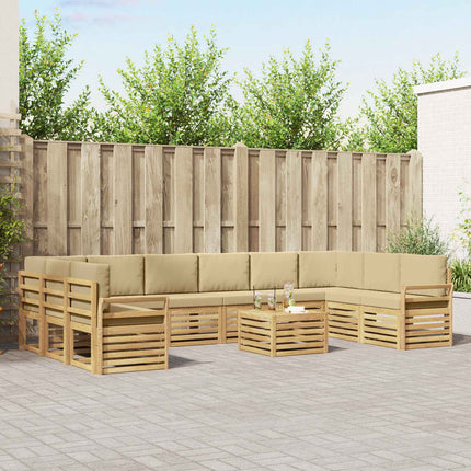 Udendørs sofagruppe 11 pcs Hvid og Beige 59 x 59 x 37 cm